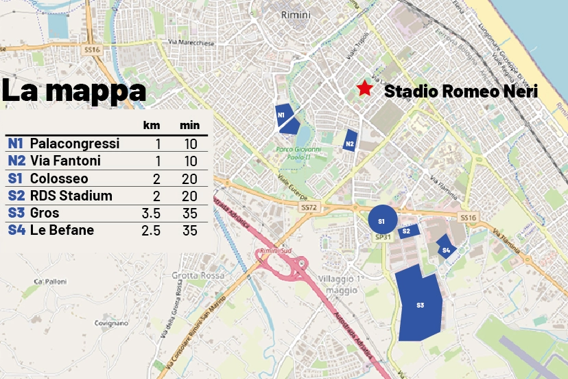 La mappa dei parcheggi per il concerto di Vasco Rossi a Rimini