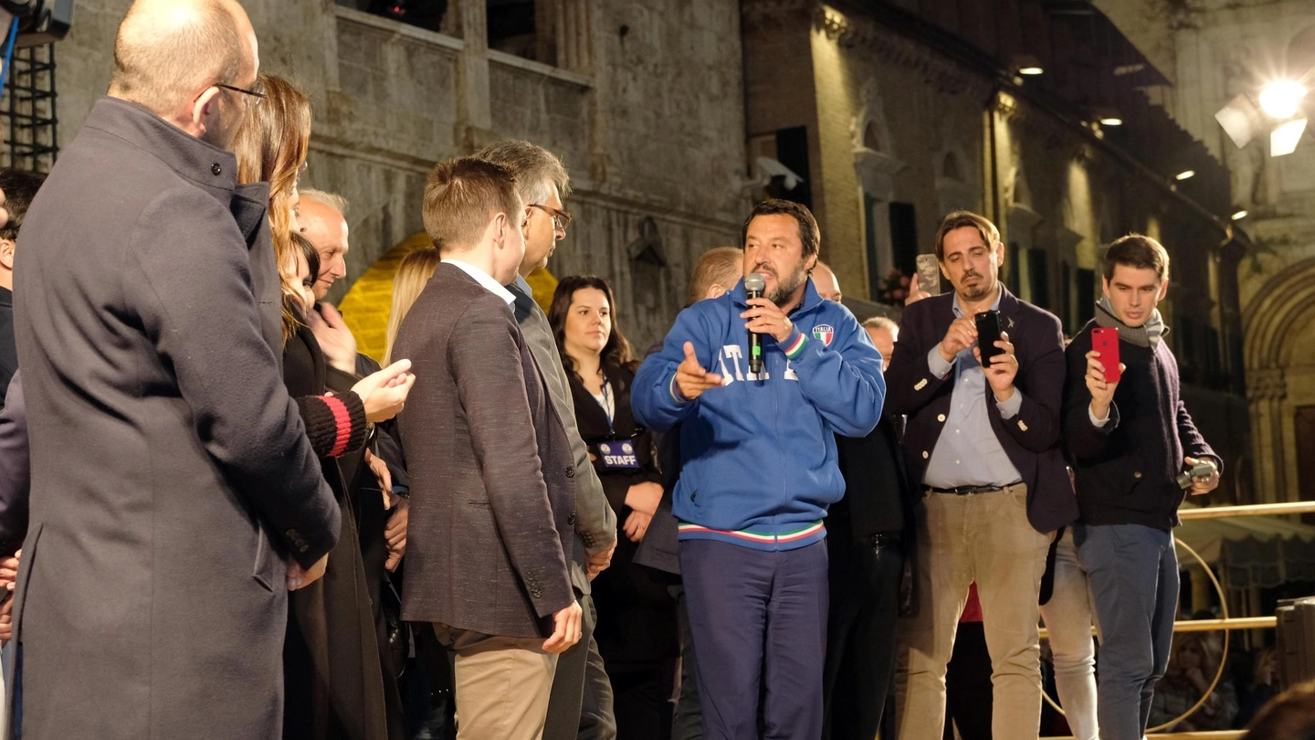 Matteo Salvini ad Ascoli Piceno (Foto Labolognese)
