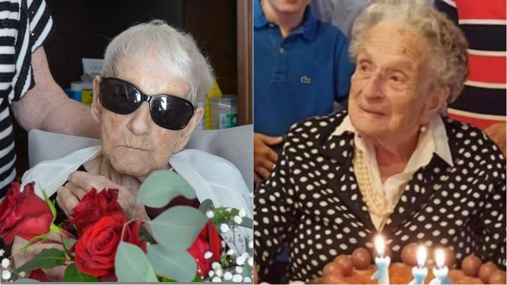 Domenica Ercolani (a sinistra) è nata il 3 luglio 1910. Ha vissuto 113 anni e 137 giorni; ora è prima Claudia Baccarini ( destra), nata il 13 ottobre 1910, ha 113 anni e 35 giorni