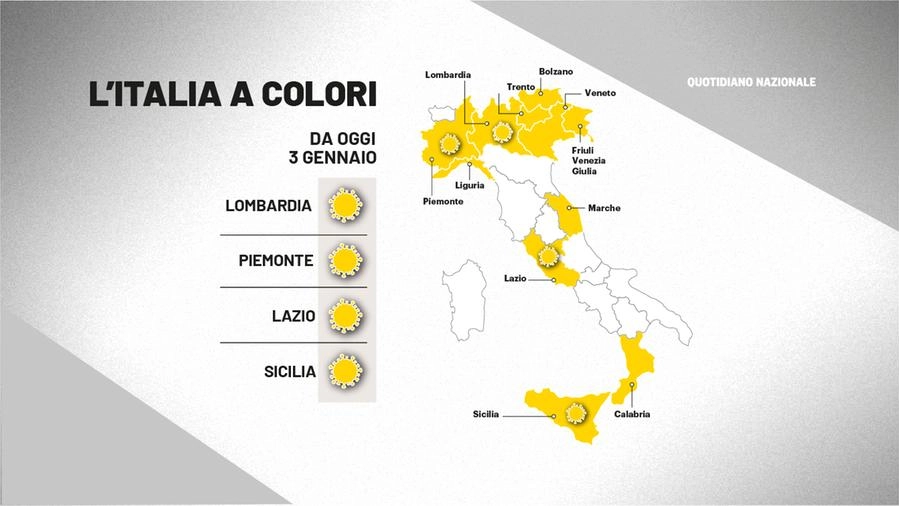 La nuova mappa dell'Italia a colori
