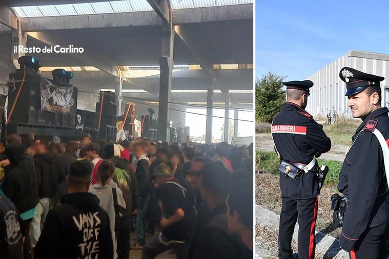 Il rave party a Modena e le forze dell'ordine fuori dal capannone