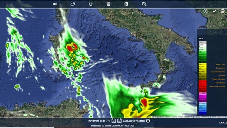 Ciclone Medicane, immagine del Centro internazionale di monitoraggio ambientale (Cima)