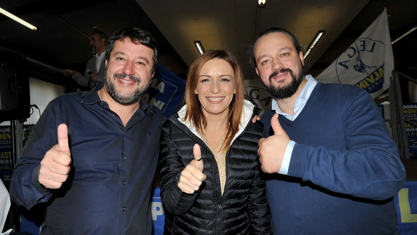 Matteo Salvini, Lucia Borgonzoni e Alan Fabbri (Businesspress)