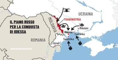 Attacco a Odessa: il piano di Putin fino alla Transnistria. La cartina