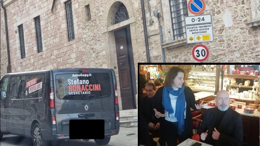 Pulmino di Bonaccini parcheggiato in divieto di sosta durante il tour in Umbria: i volontari si scusano