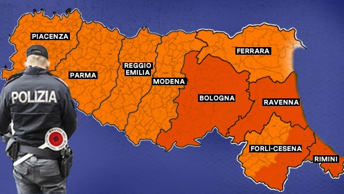 Zona arancione scuro in Romagna (con eccezione del Forlivese)