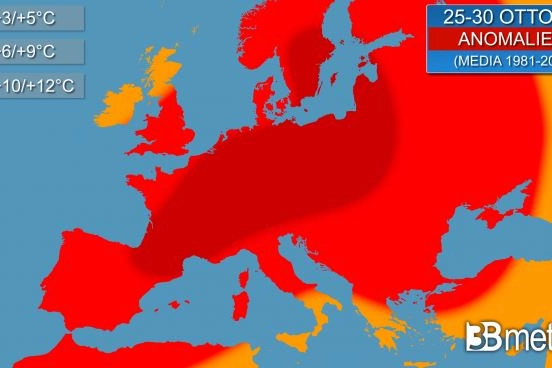 Meteo, l'anomalia climatica sull'Europa
