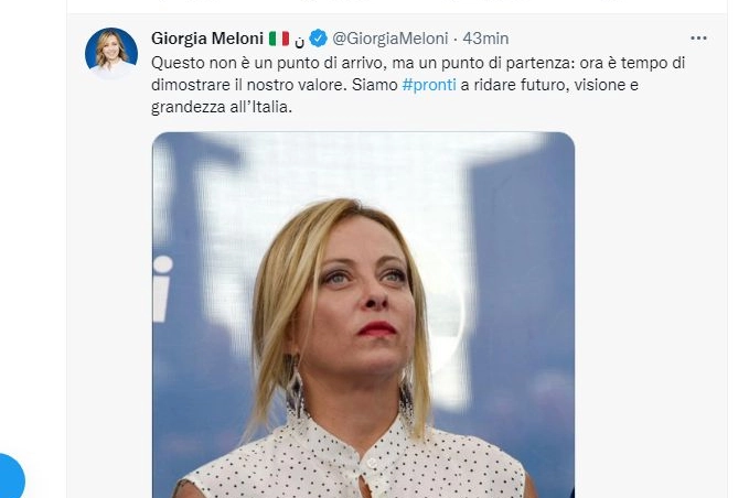 Il tweet di Giorgia Meloni