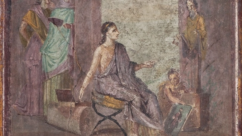 Una delle opere dei pittori di Pompei in mostra al museo archeologico