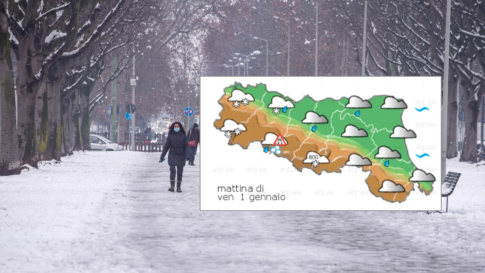 Meteo: domani neve in Emilia Romagna (Fonte Arpae)