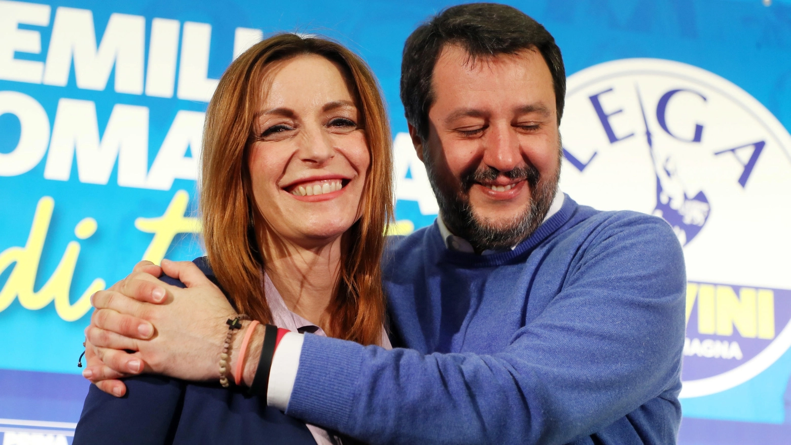 Lucia Borgonzoni e Matte Salvini (Ansa)