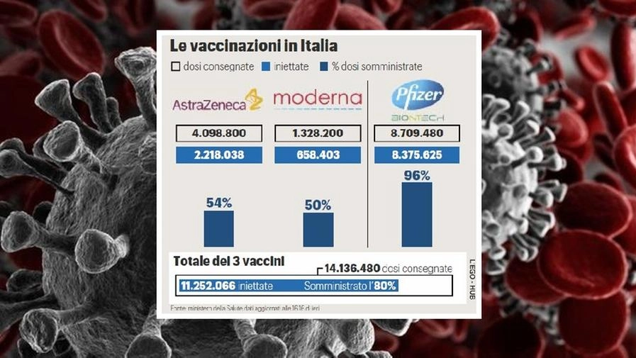 Vaccino Covid, le dosi somministrate in Italia