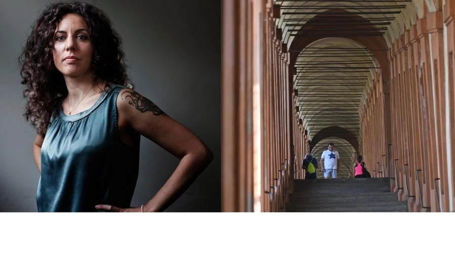La scrittrice Silvia Avallone e a destra i portici premiati dall'Unesco