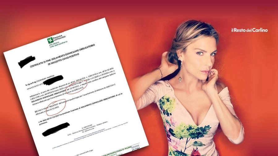Martina Colombari e il certificato di guarigione postato su Instagram