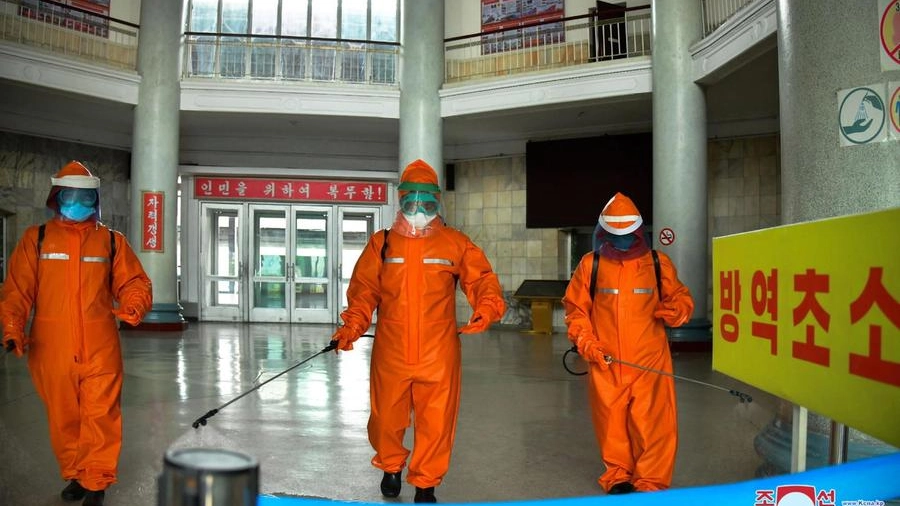 Procedure di sanificazione in Corea del Nord (Ansa)