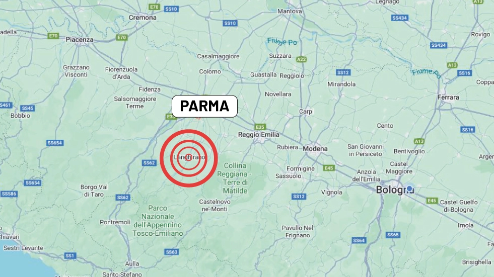 Sciame sismico: l'epicentro delle scosse di terremoto in provincia di Parma del 15 febbraio 2024