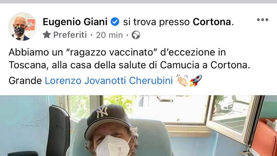 Jovanotti si è vaccinato a Cortona