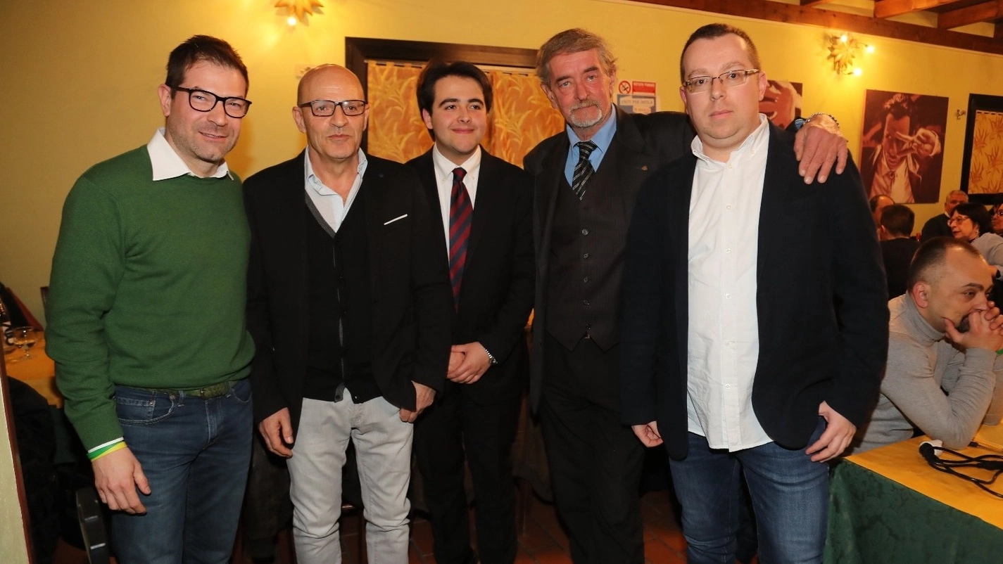 Da sinistra: Marco Casalini della Lega, Palazzolo, Nicolas Vacchi di Forza Italia, il civico Benedetti e Zannoni di Fdi