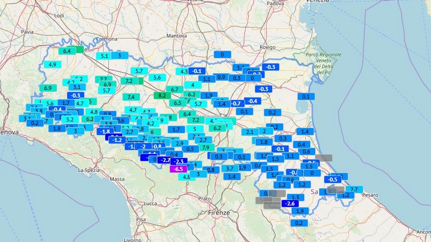 Emilia Romagna, le temperature del 9 gennaio 2019 alle 17.30