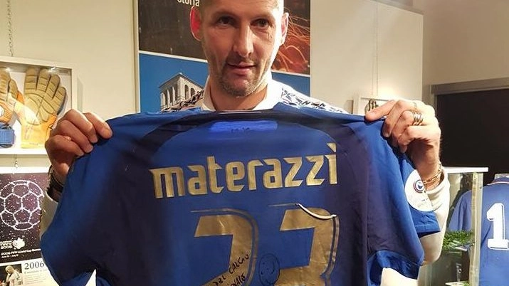 Il campione de mondo Materazzi in visita al museo del calcio
