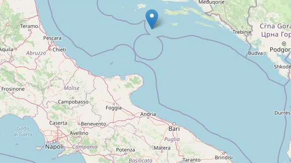 Terremoto 27 marzo 2021: scossa nel mare Adriatico (OpenStreetMap)