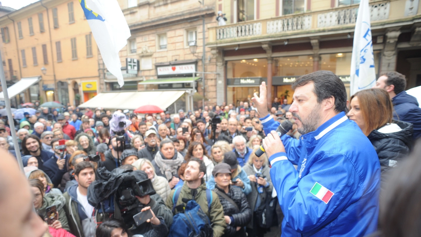 Salvini a Forlì con la Borgonzoni (Foto Frasca)