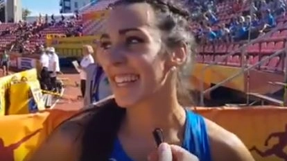 Elisabetta Vandi, in un fermo immagine del video dopo la gara di ieri