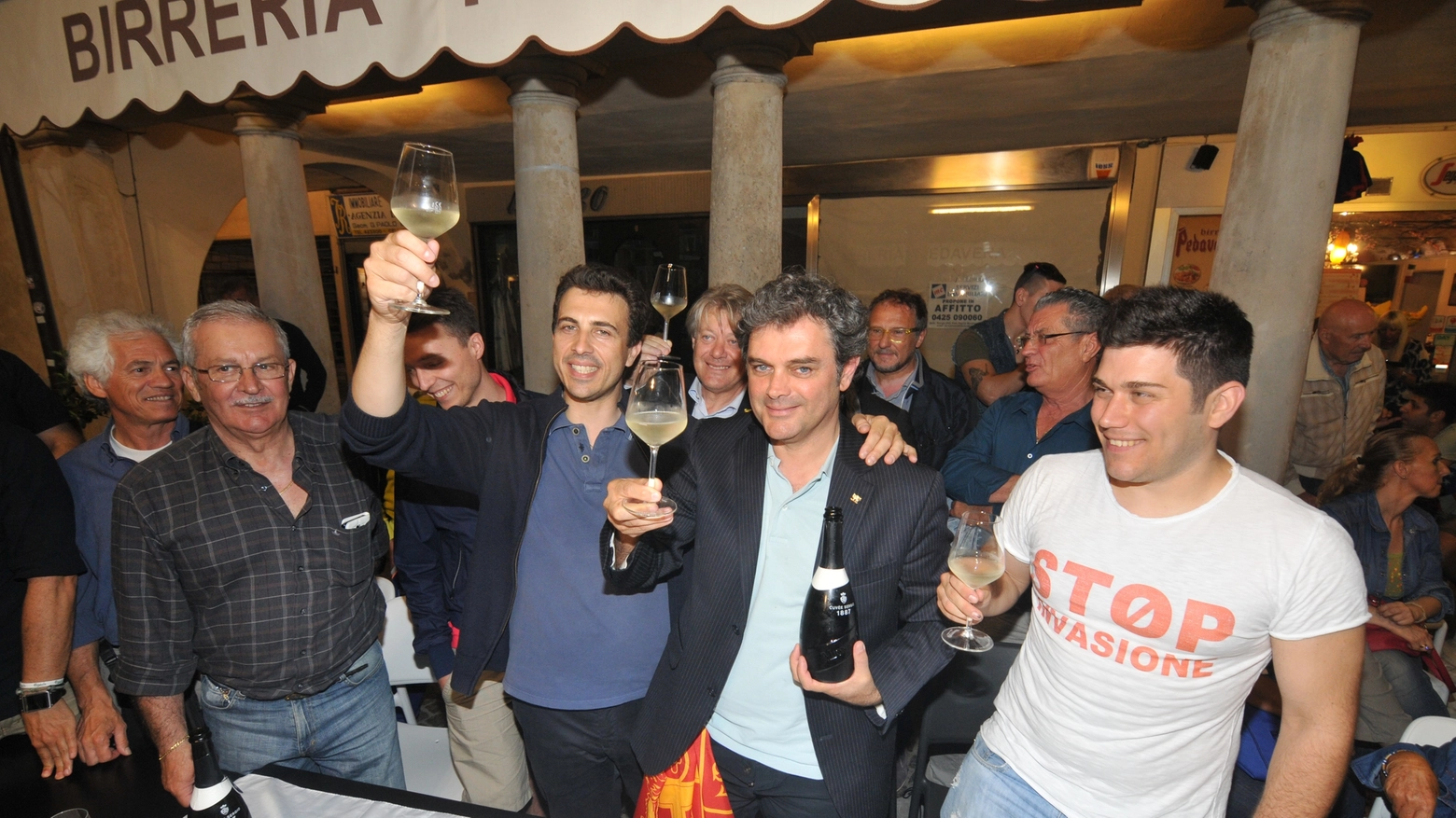 Rovigo, Bergamin festeggia l'elezione a sindaco (Foto Donzelli)