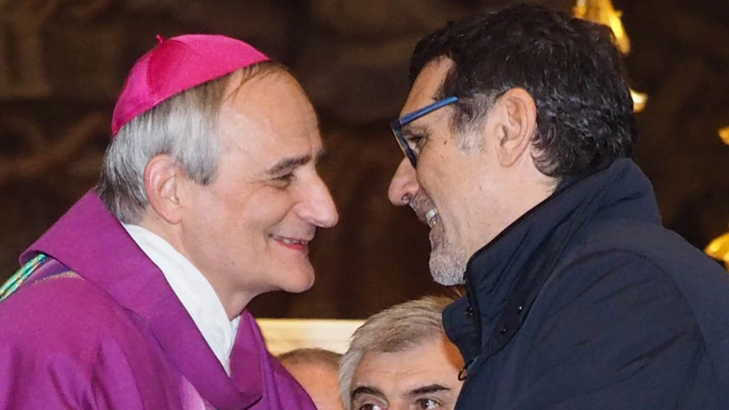 L’arcivescovo Matteo Zuppi e il sindaco Virginio Merola (foto Schicchi)