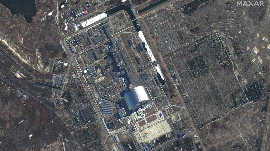 Immagine satellitare della centrale nucleare di Chernobyl (Maxar, Ansa)
