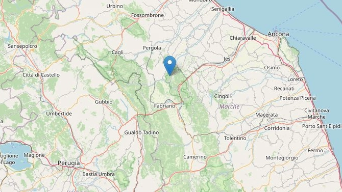 Terremoto a Genga, Fabriano, in provincia di Ancona (immagine da Ingv)