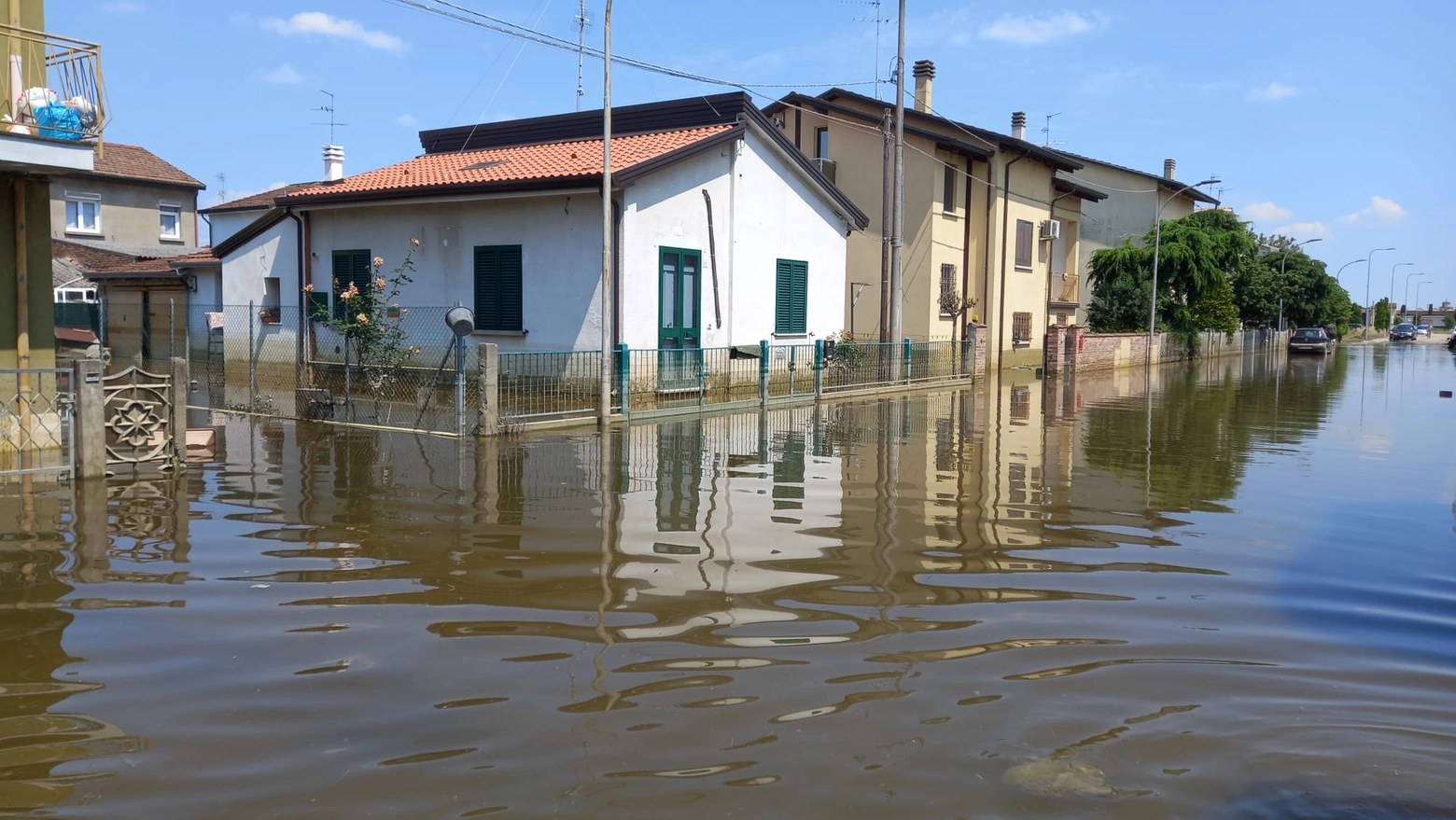 Una delle immagini di Conselice (Ravenna), tra le zone più colpite, nei giorni seguenti all'alluvione