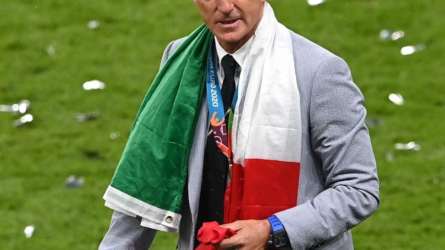 Roberto Mancini e l'Italia campioni d'Europa (foto Ansa)