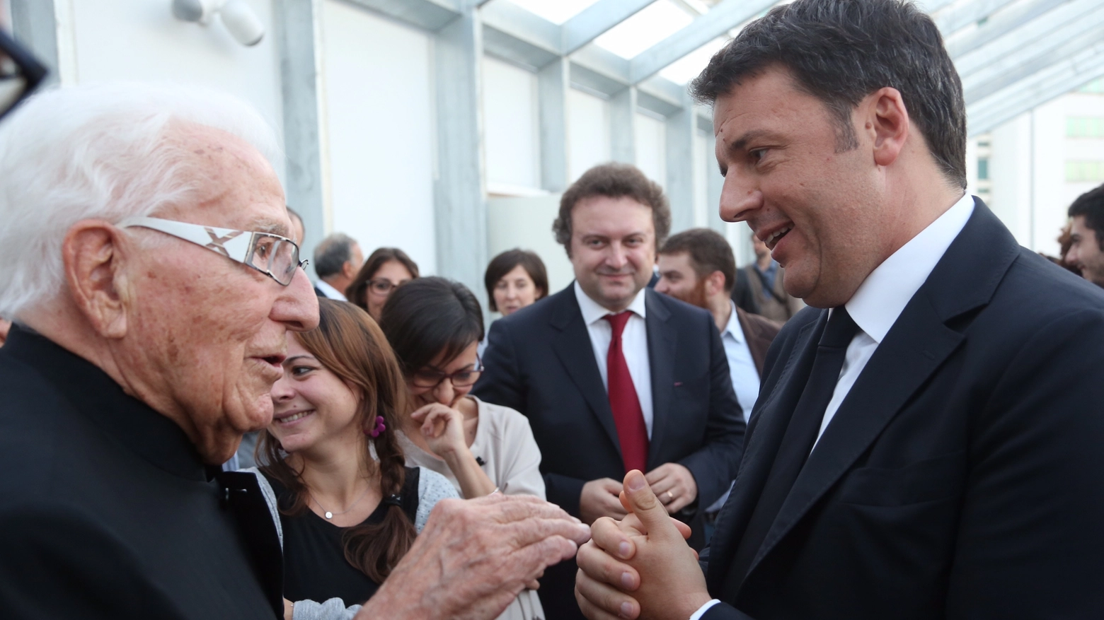 Matteo Renzi e Marino Golinelli all'Opificio Golinelli