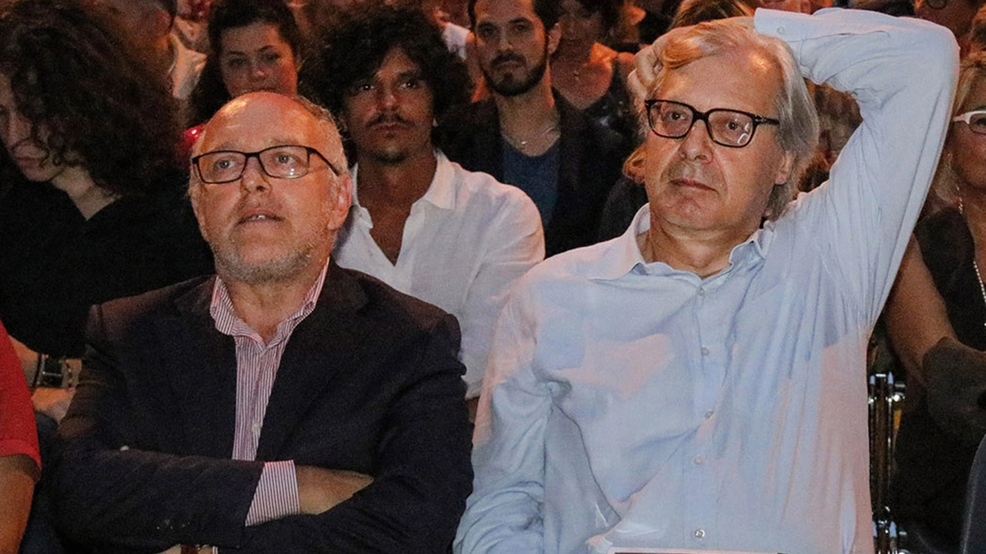 Tiziano Tagliani e Vittorio Sgarbi (foto Businesspress)