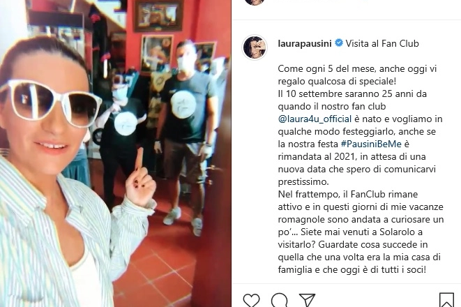 Pausini visita il suo fan club di Solarolo, che il 10 settembre compirà 25 anni