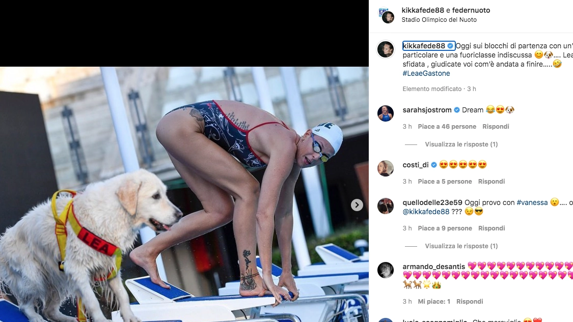 La foto Instagram di Federica Pellegrini prima del tuffo con Lea