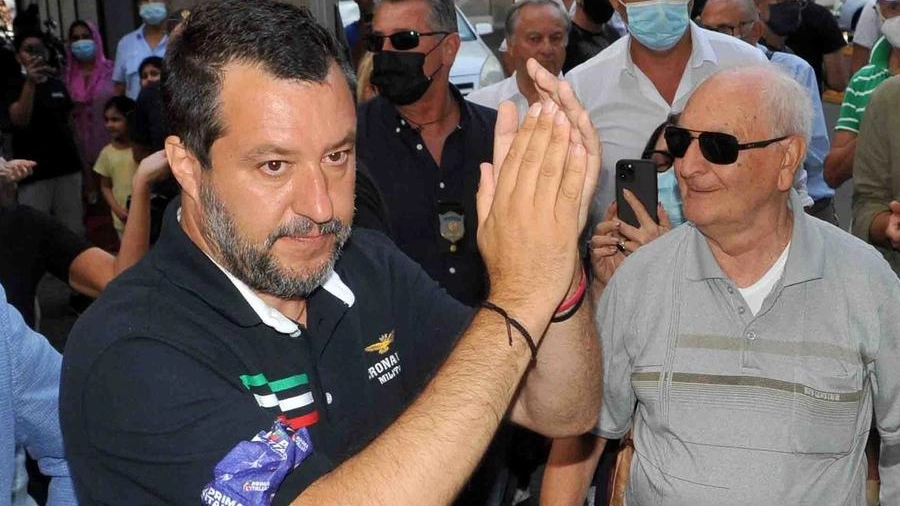 Il leader della Lega Matteo Salvini, ieri a Ferrara