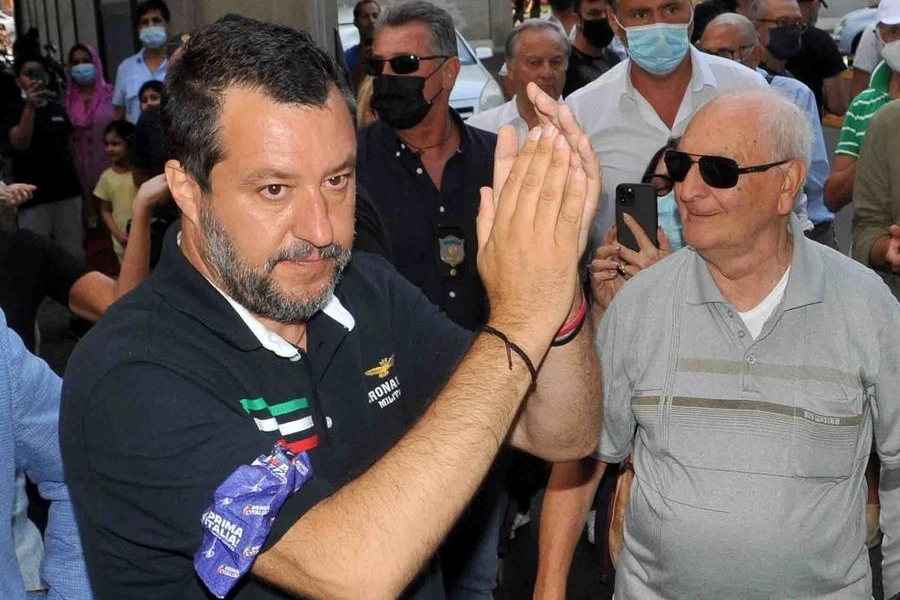 Il leader della Lega Matteo Salvini, ieri a Ferrara