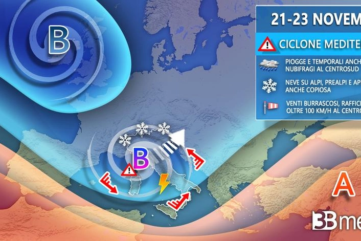 Ciclone mediterraneo in arrivo