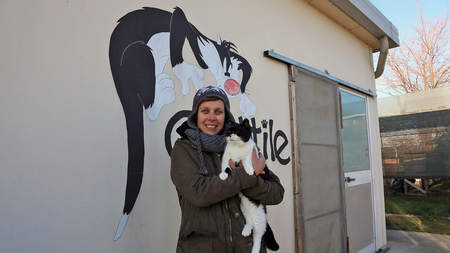Una volontaria del gattile di Imola (foto Isolapress)