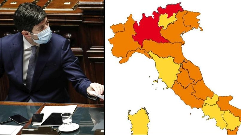 Colori regioni: il ministro Speranza con la mappa dell'Italia