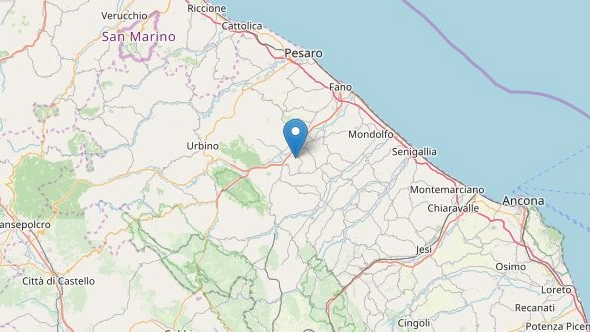 Terremoto registrato in provincia di Pesaro Urbino (foto OpenStreetMap contributors)