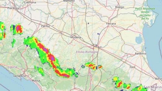 L'allerta meteo è gialla per i temporali in Emilia Romagna, anche domani: la perturbazione di oggi nei modelli Arpae Openstreetmaps