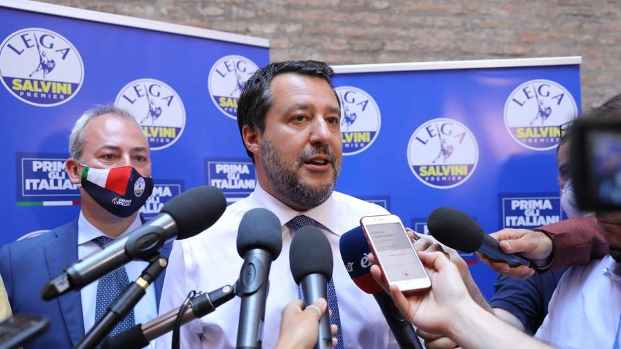 Matteo Salvini a Bologna (foto Schicchi)