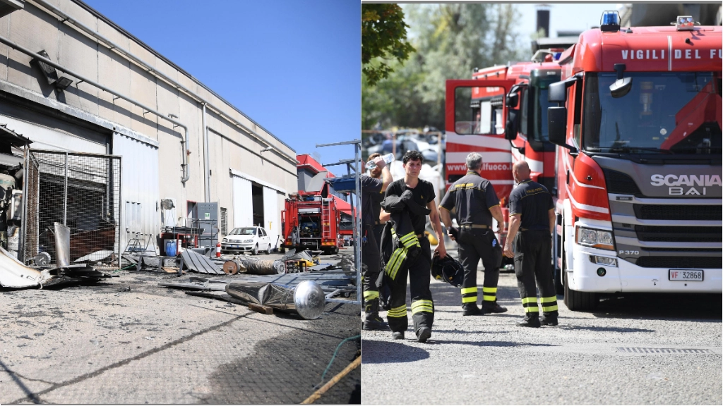 Esplosione in un'officina in Strada Curtatona a Modena, zona Fossalta