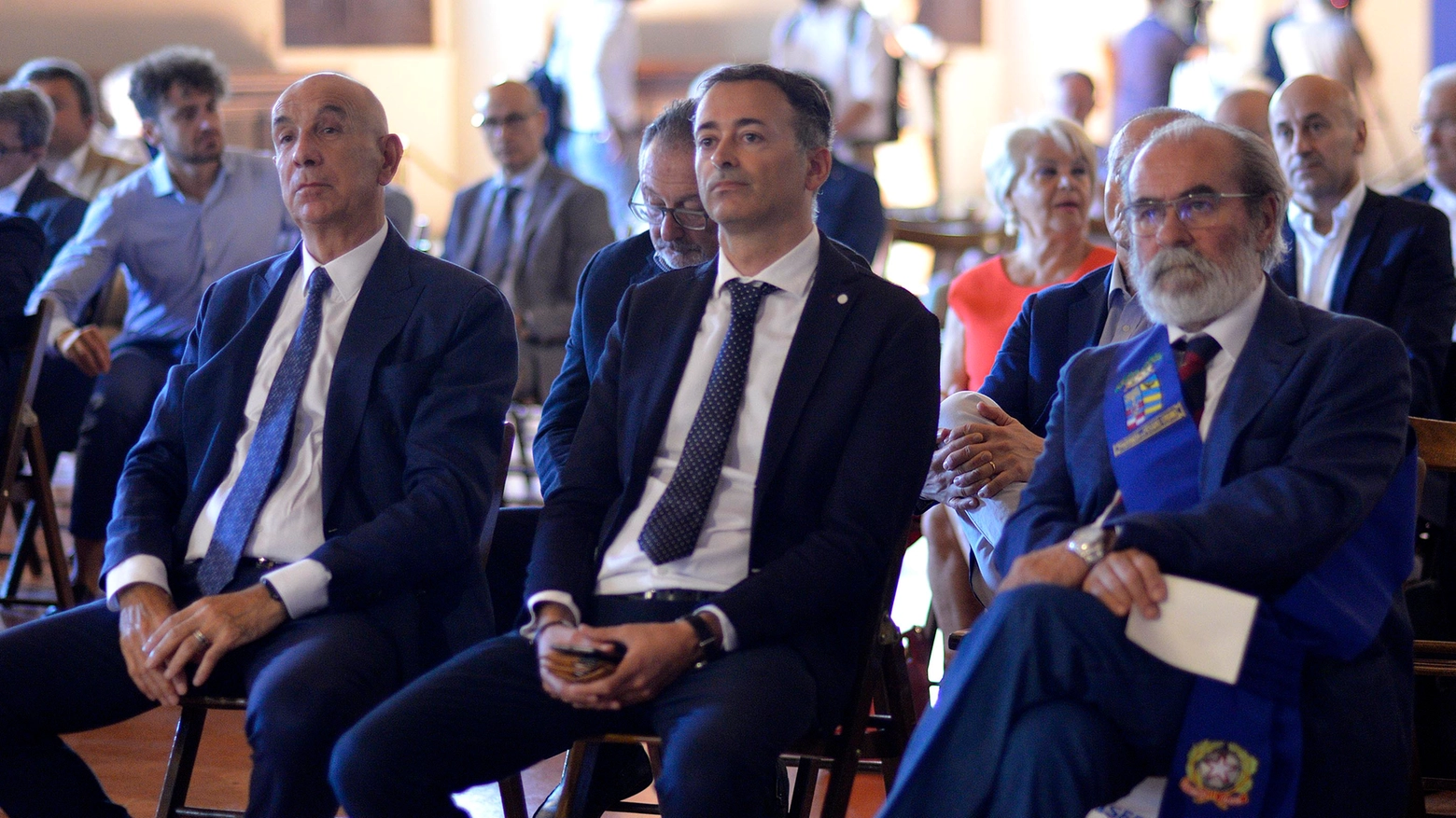Da sinistra: Mauro Tiviroli, amministratore delegato di Marche Multiservizi, Andrea Pierotti, presidente dell’azienda, e Giuseppe Paolini, presidente della Provincia