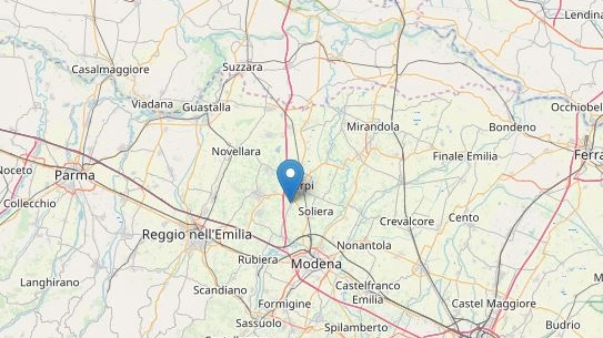 Terremoto, scossa tra Correggio e Carpi (foto Openstreetmap)