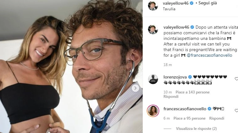 Valentino Rossi presto papà: il post su Instagram del Dottore