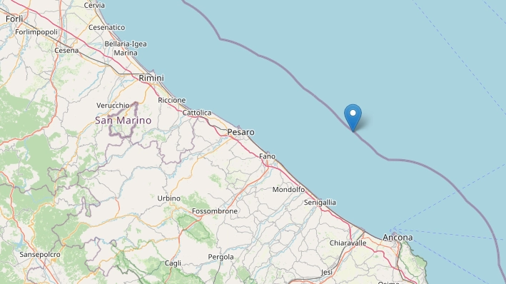 Terremoto oggi nelle Marche: scossa di magnitudo 2.7 lungo la costa anconetana (Foto Ingv)